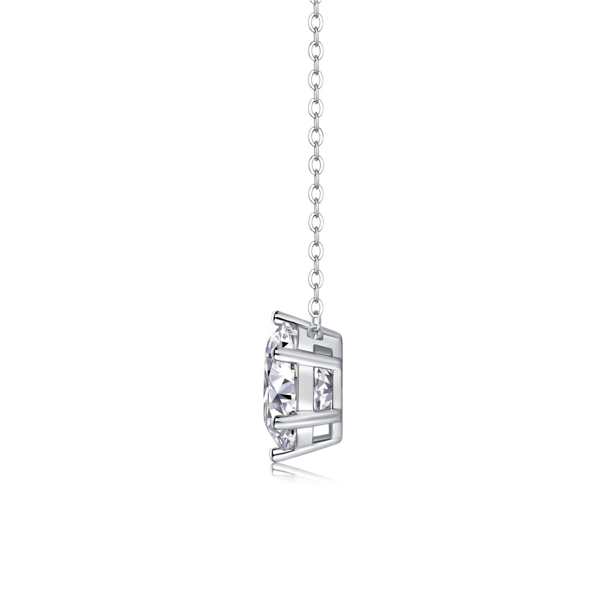 Sterling Silver Moissanite Geometric Pendant Necklace