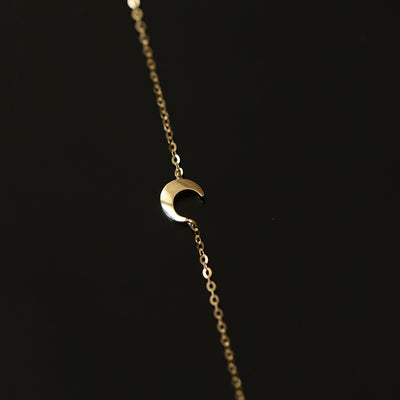 14k Gold Plated Sterling Silver Crescent Moon Bracelet - Versatile Thin Design for Girlfriend Gift