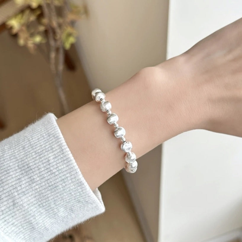 S925 Sterling Silver Geometric Cat's Eye Bead Bracelet - Women's Korea Ins Style Simple Design