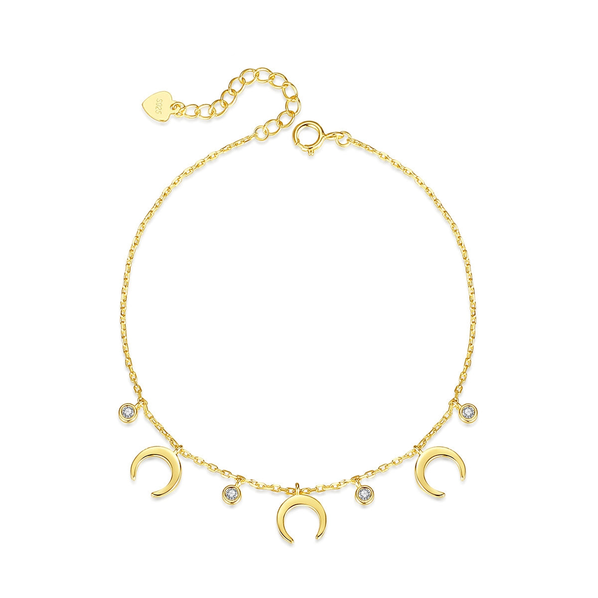 Sterling Silver Geometric Moon Clavicle Chain Bracelet