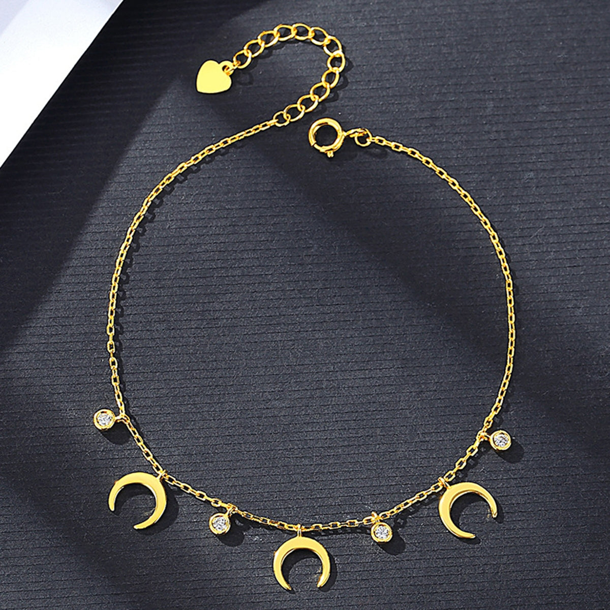 Sterling Silver Geometric Moon Clavicle Chain Bracelet