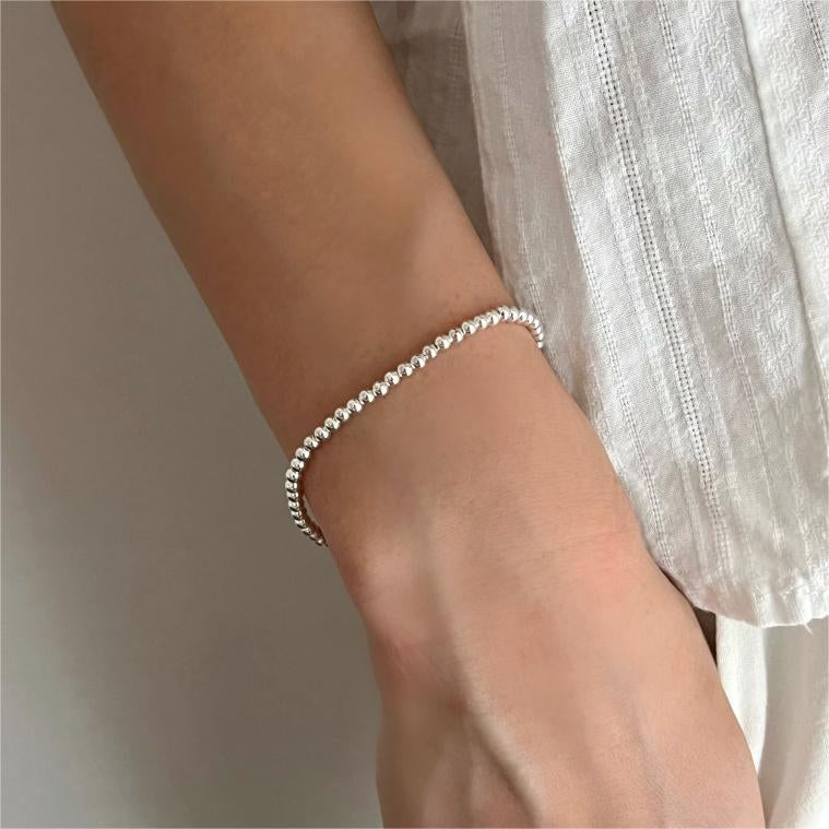 925 Sterling Silver Geometric Bead Bracelet - Simple Fashion Ins Style