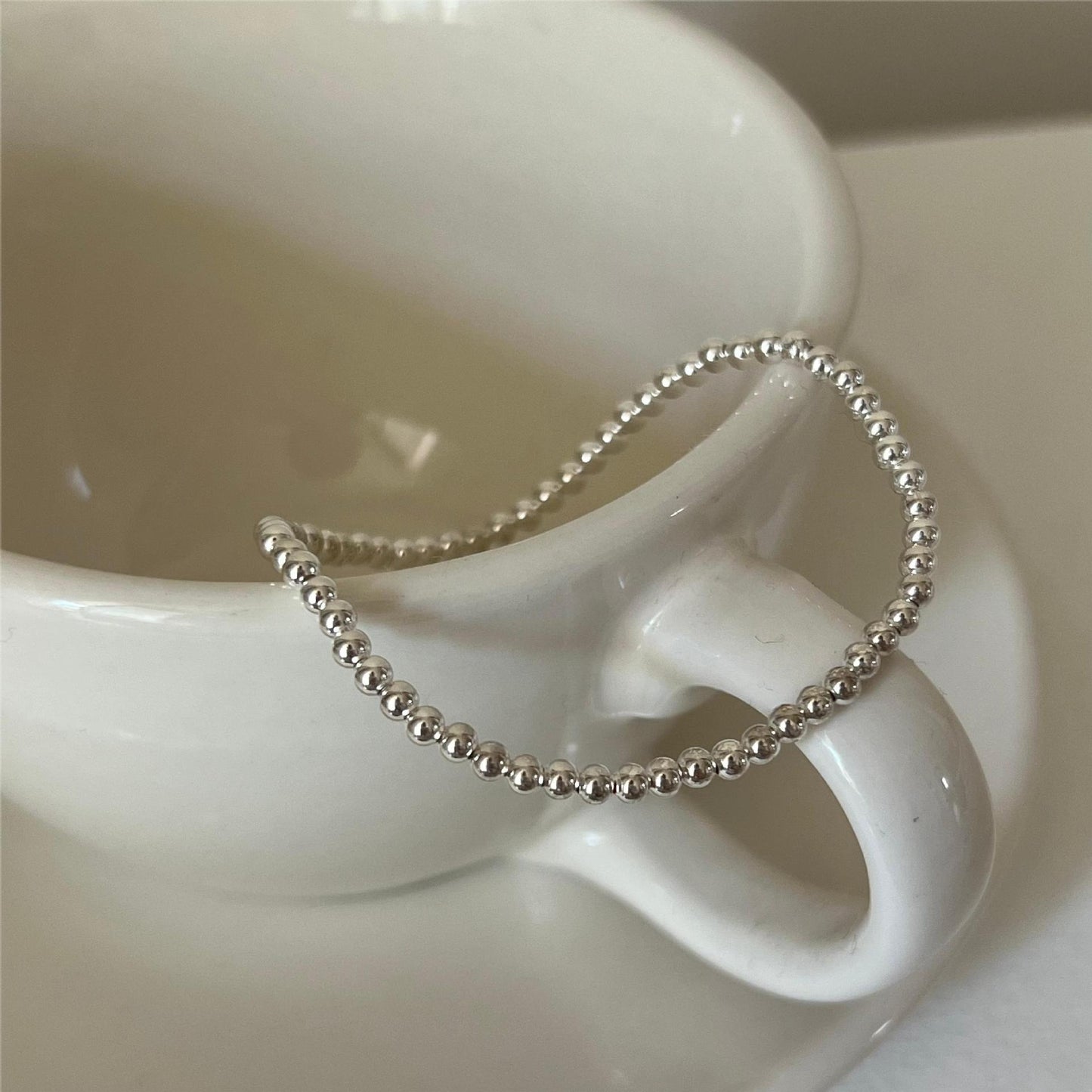 925 Sterling Silver Geometric Bead Bracelet - Simple Fashion Ins Style