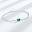 Sterling Silver Rose Gold Plated Square Gemstone Zircon Bracelet with Cultivated Emerald Inlay