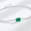 Sterling Silver Rose Gold Plated Square Gemstone Zircon Bracelet with Cultivated Emerald Inlay