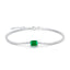 Sterling Silver Rose Gold Plated Square Gemstone Zircon Bracelet with Cultivated Emerald Inlay