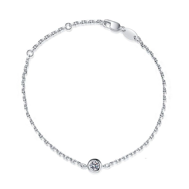 Sterling Silver Moissanite Solitaire Bracelet with Platinum Plating