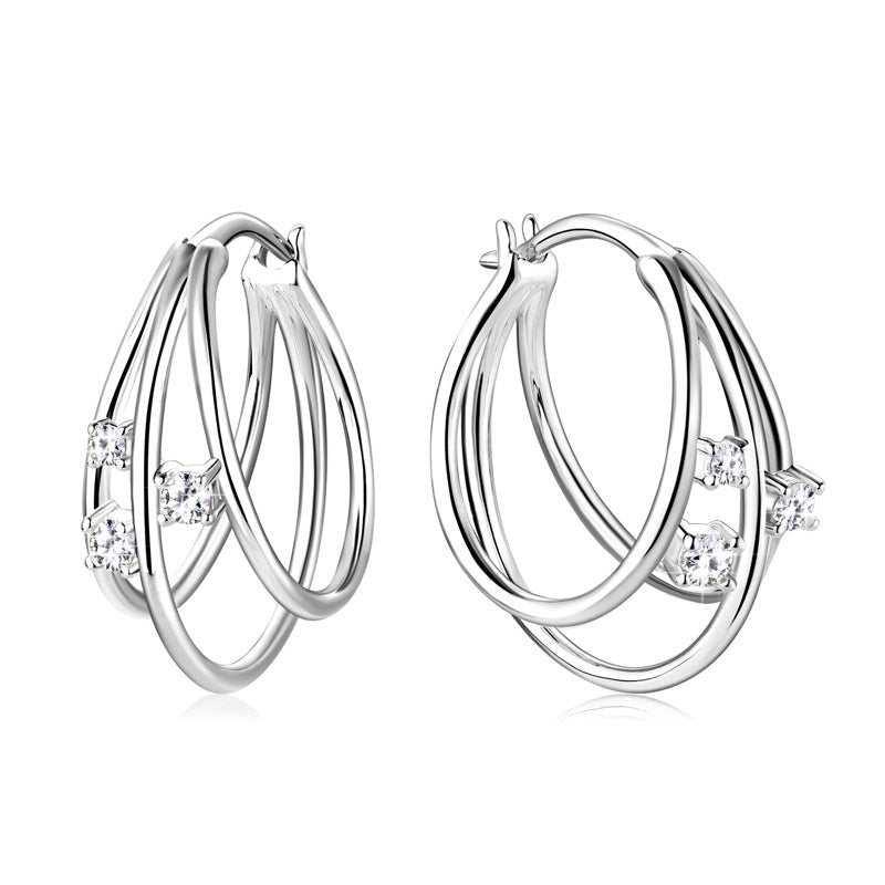 Sterling Silver Moissanite Earrings - Classic Style Fashion Hoops