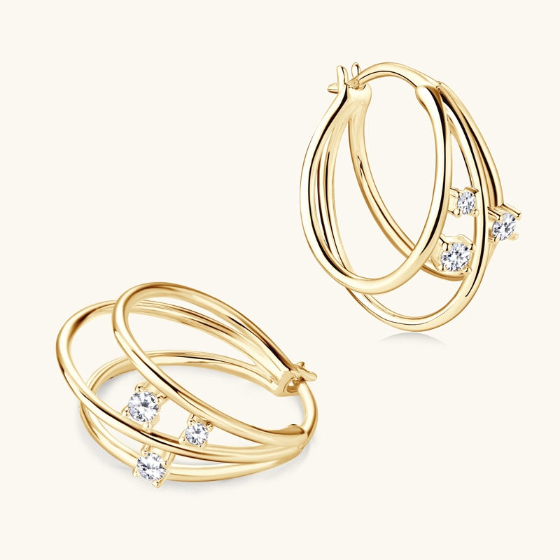 Sterling Silver Moissanite Earrings - Classic Style Fashion Hoops