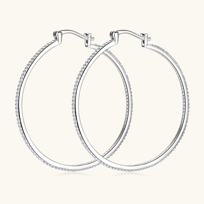 Sterling Silver Moissanite Hoop Earrings for Women - 2024 Trendy Statement Jewelry