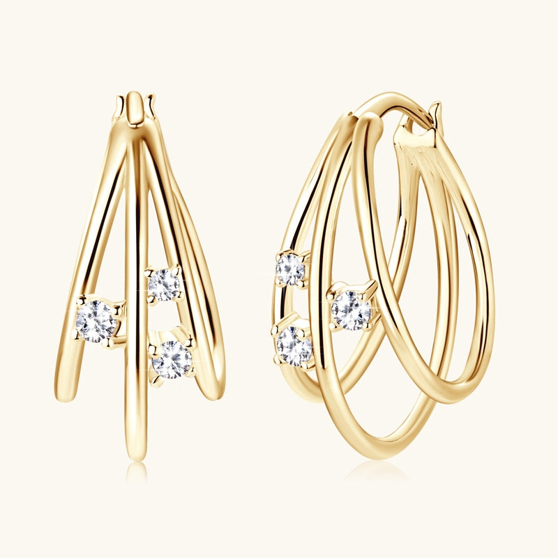 Sterling Silver Moissanite Earrings - Classic Style Fashion Hoops