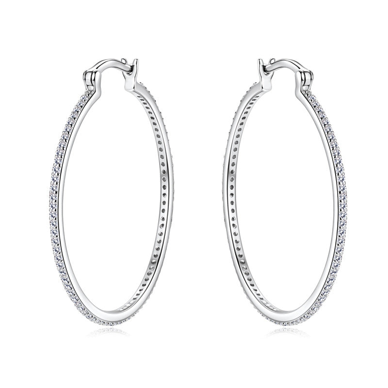 Sterling Silver Moissanite Hoop Earrings for Women - 2024 Trendy Statement Jewelry