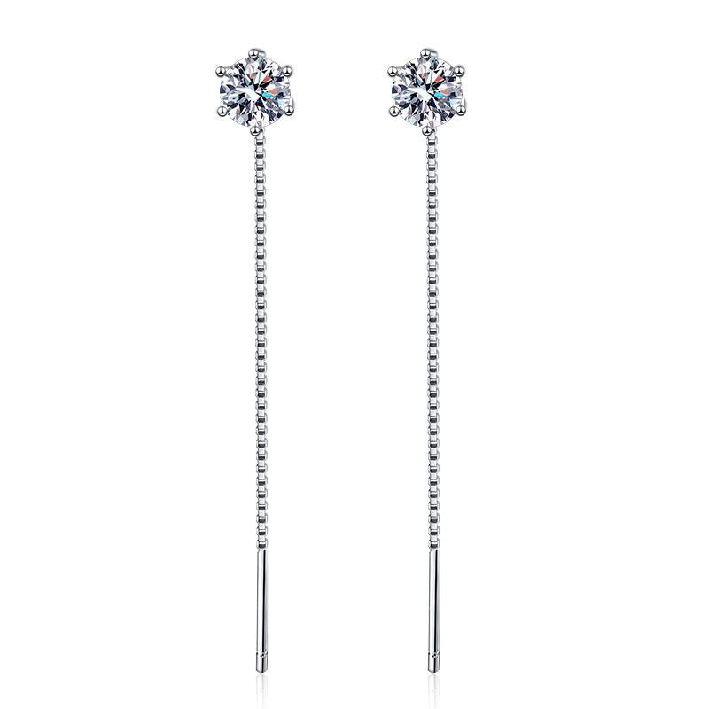 Sterling Silver Moissanite Inlay Classic Drop Earrings