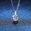 Sterling Silver Moissanite Pendant Necklace with Classic Inlay Design