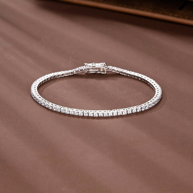 Sterling Silver Minimalist Moissanite Zircon Bracelet for Women