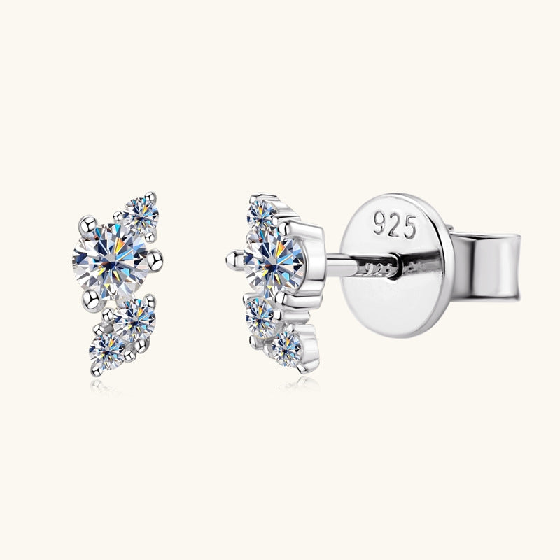 Sterling Silver U Shape Moissanite Stud Earrings for Women