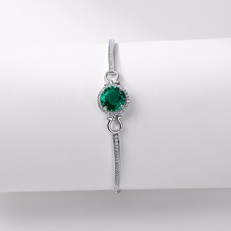 Sterling Silver Lab-Grown Emerald Moissanite Bracelet