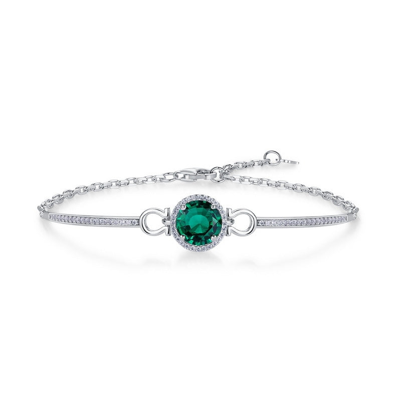 Sterling Silver Lab-Grown Emerald Moissanite Bracelet