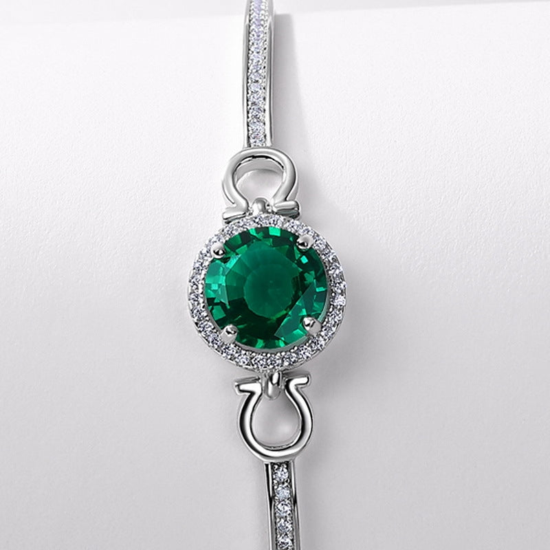 Sterling Silver Lab-Grown Emerald Moissanite Bracelet