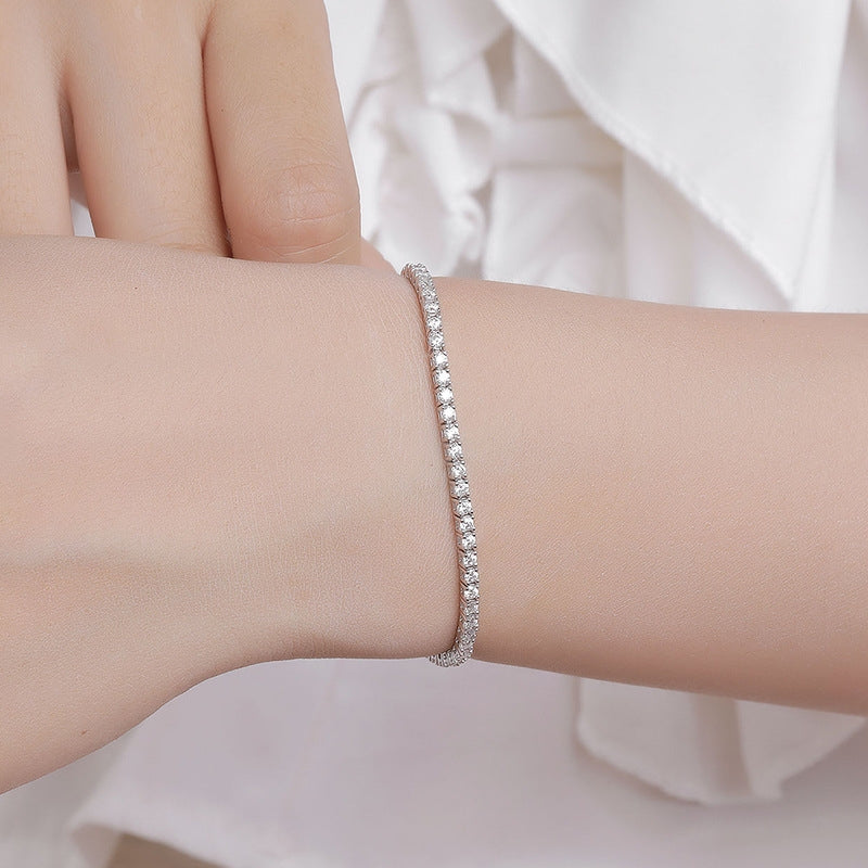 Sterling Silver Minimalist Moissanite Bracelet for Women Gift