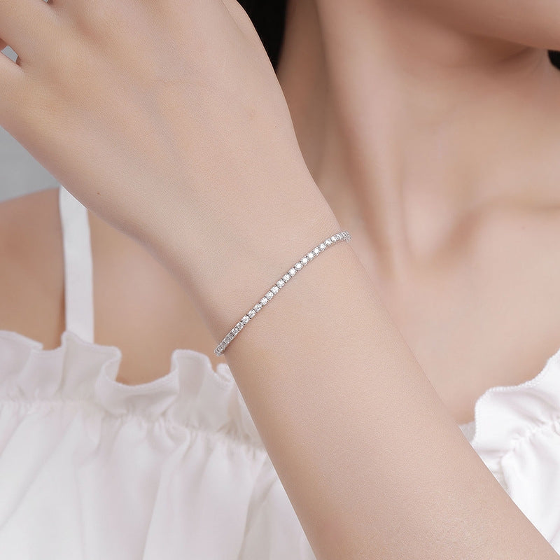 Sterling Silver Minimalist Moissanite Bracelet for Women Gift