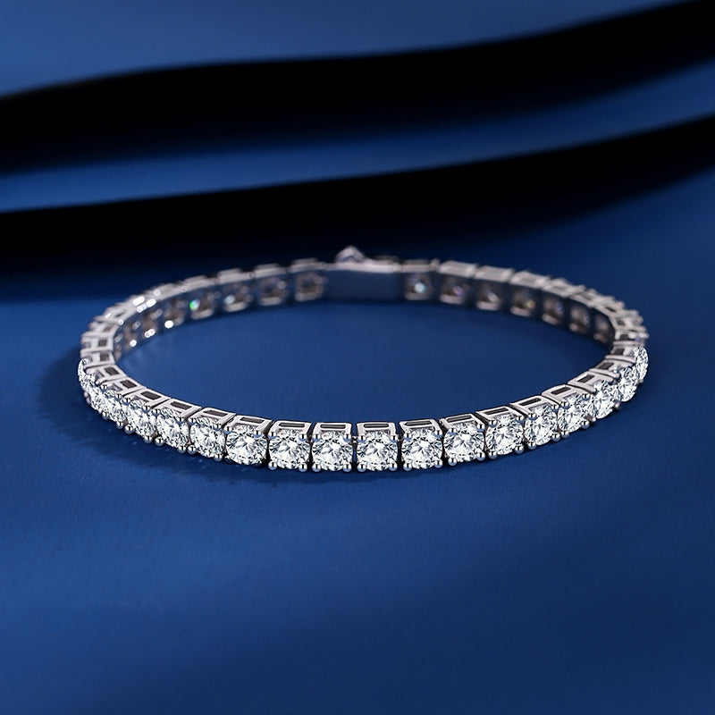 Sterling Silver Zircon Tennis Bracelet for Men and Women