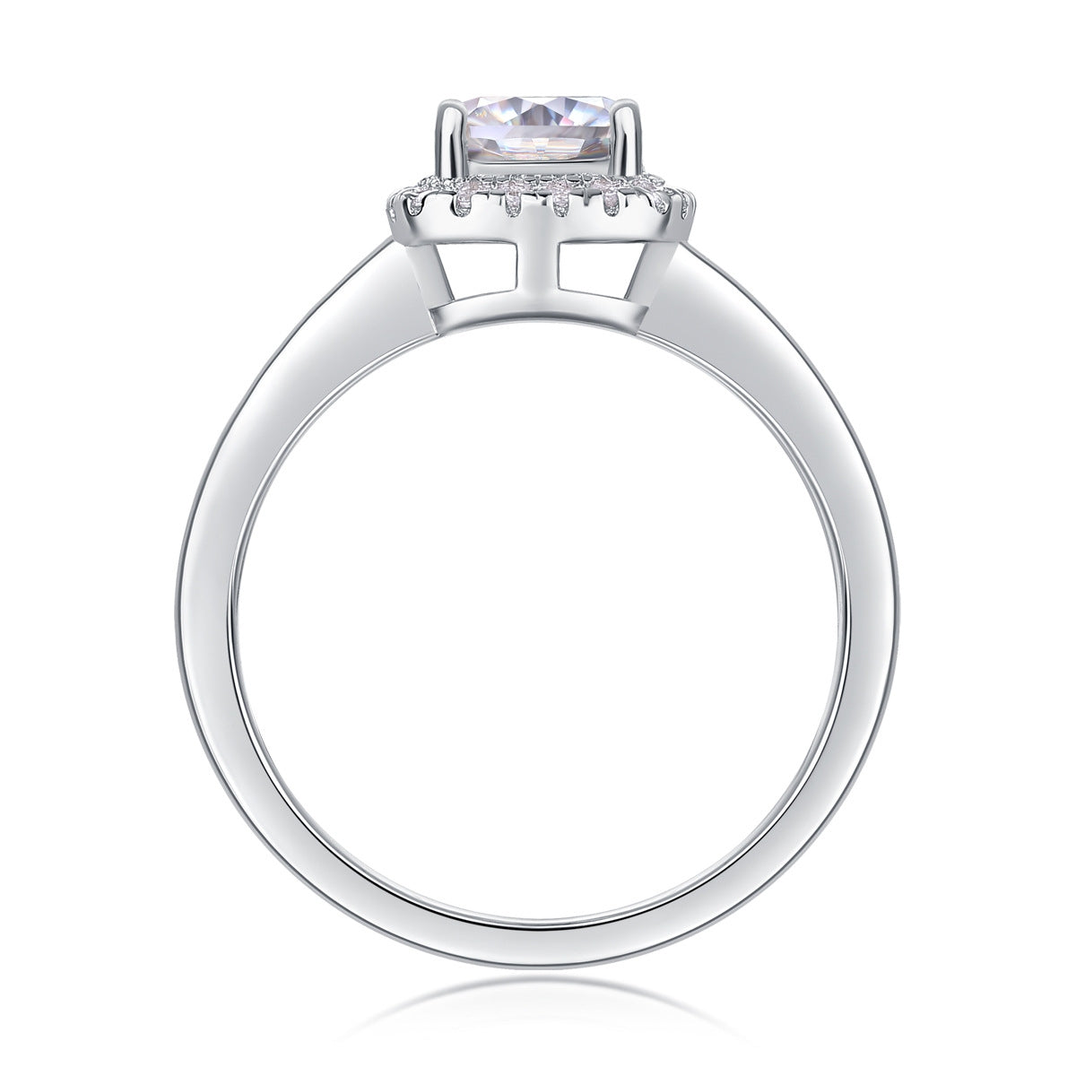 Sterling Silver Inlay Square Moissanite Ring