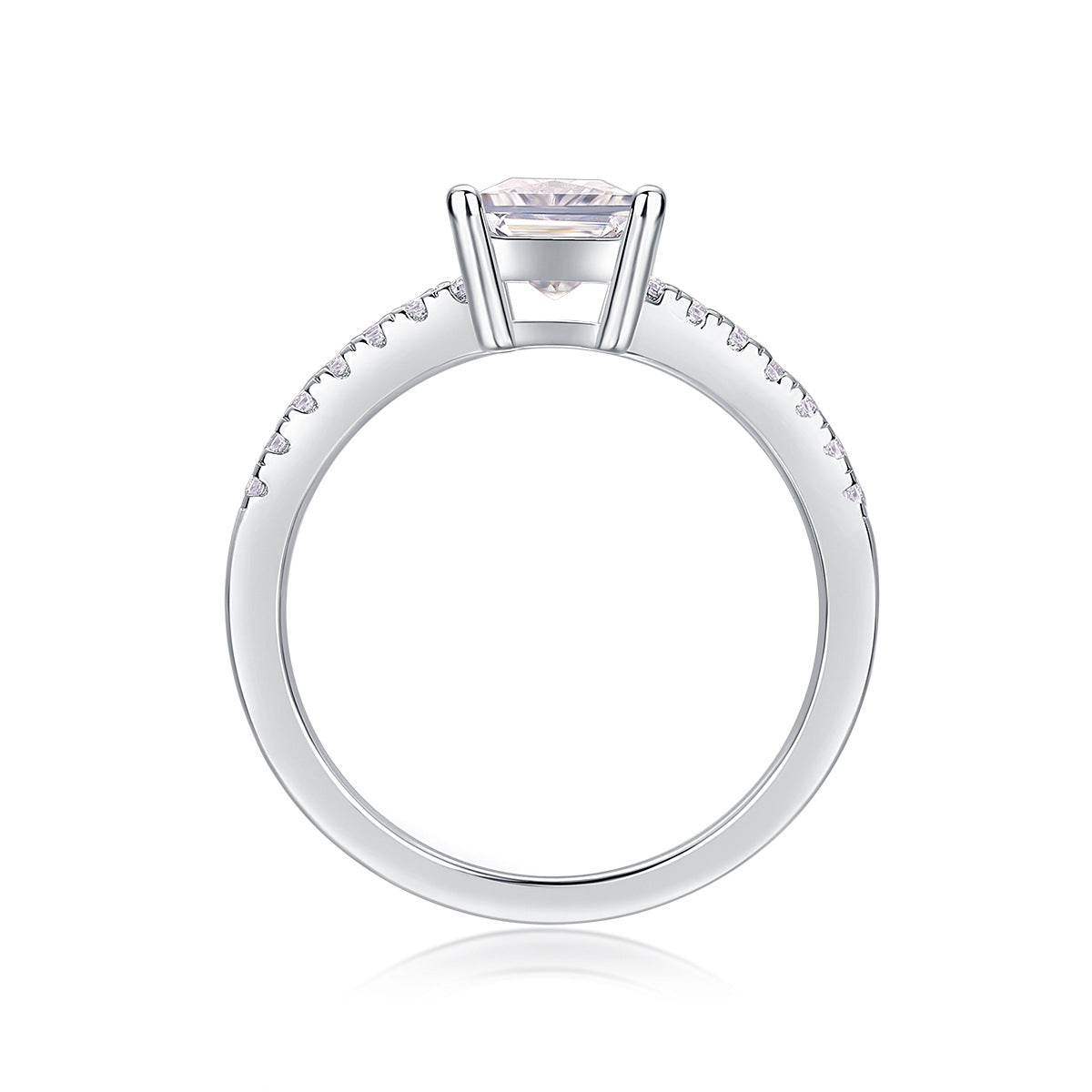 Sterling Silver Square Moissanite Inlay Ring