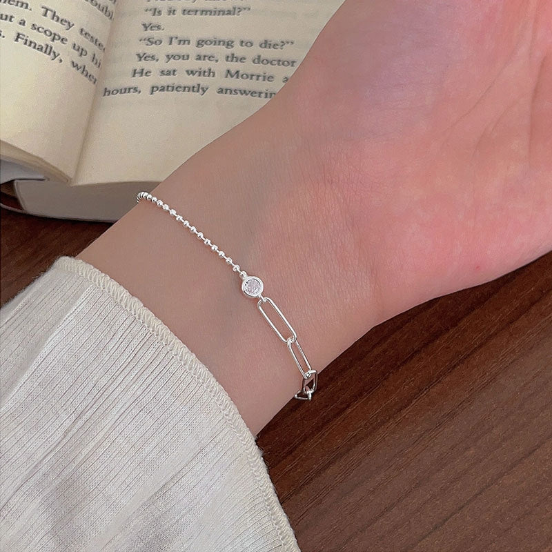 Sterling Silver Minimalist Splicing Bracelet for Women - 2024 Trendy Design