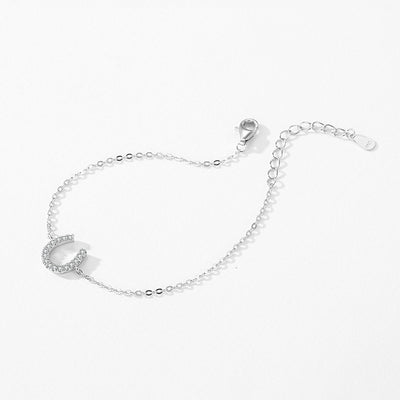 S925 Sterling Silver U-Shaped Micro Diamond Geometric Bracelet for Women