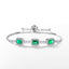 Elegant Retro Geometric Zircon and Cultivated Emerald S925 Silver Bracelet