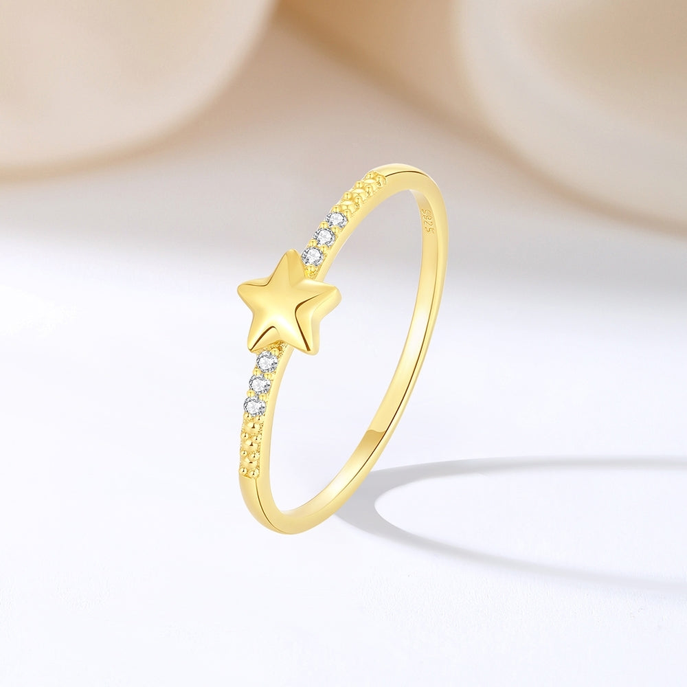 Sterling Silver Zircon Star Stacking Ring for Women