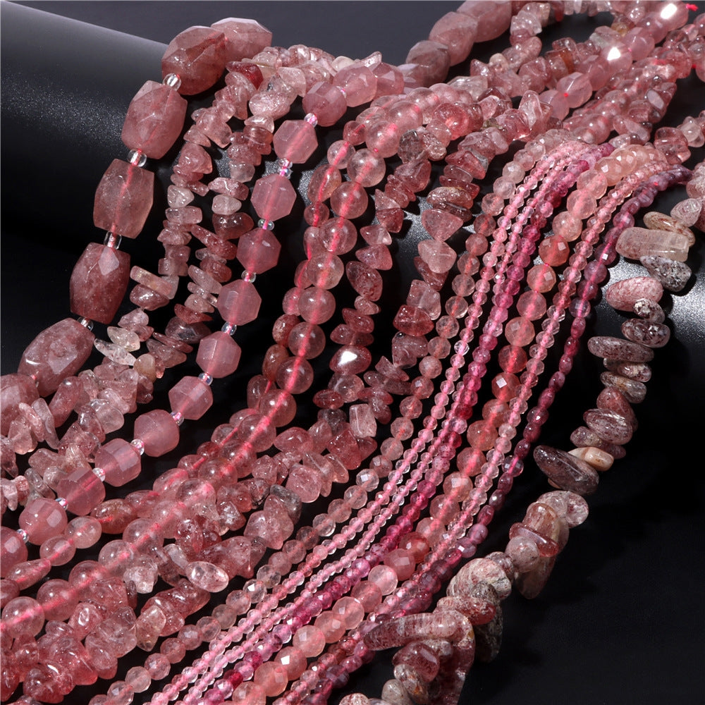 Strawberry Quartz Natural Stone Round Beads for DIY Jewelry Making Accessories