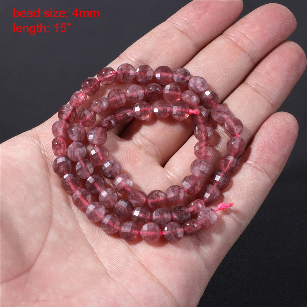 Strawberry Quartz Natural Stone Round Beads for DIY Jewelry Making Accessories