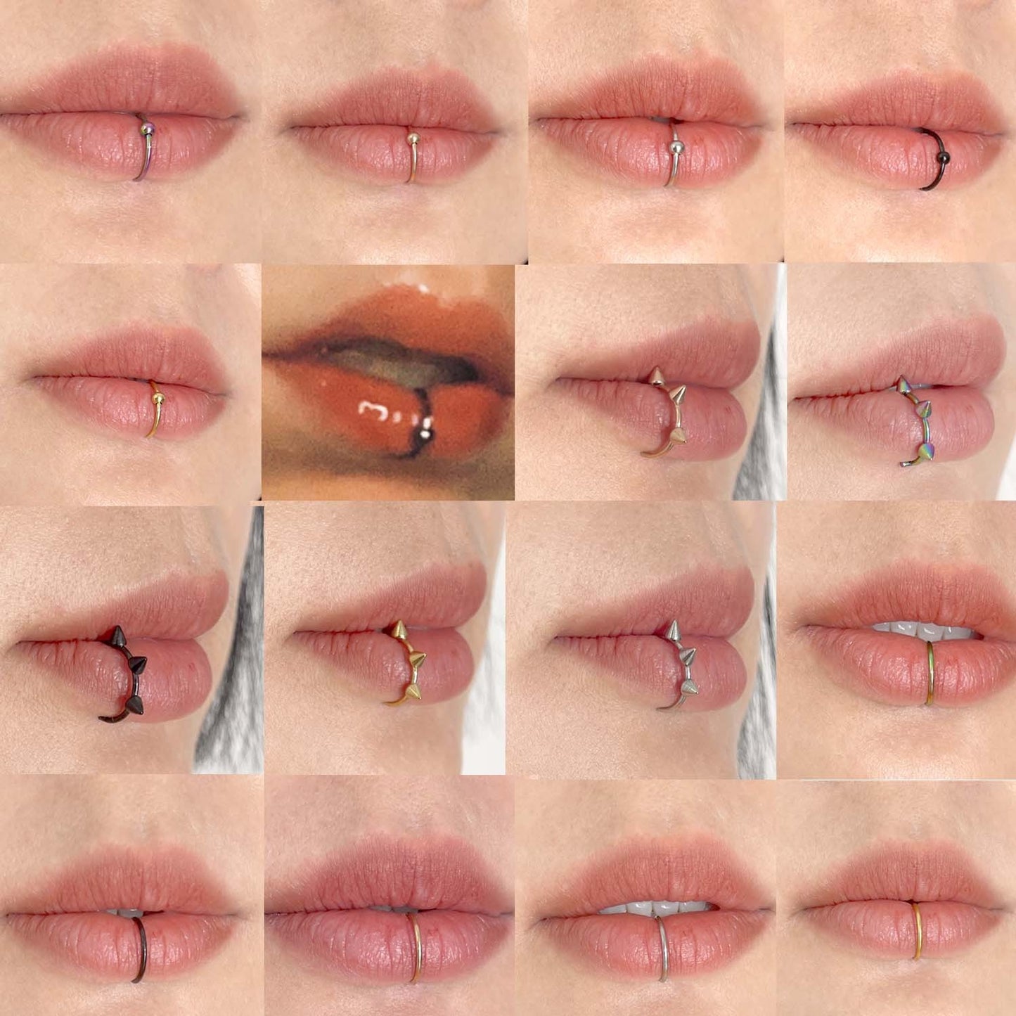 C Shape Stainless Steel Lip Studs and C-Type Lip Rings - Hip Hop Piercing Jewelry