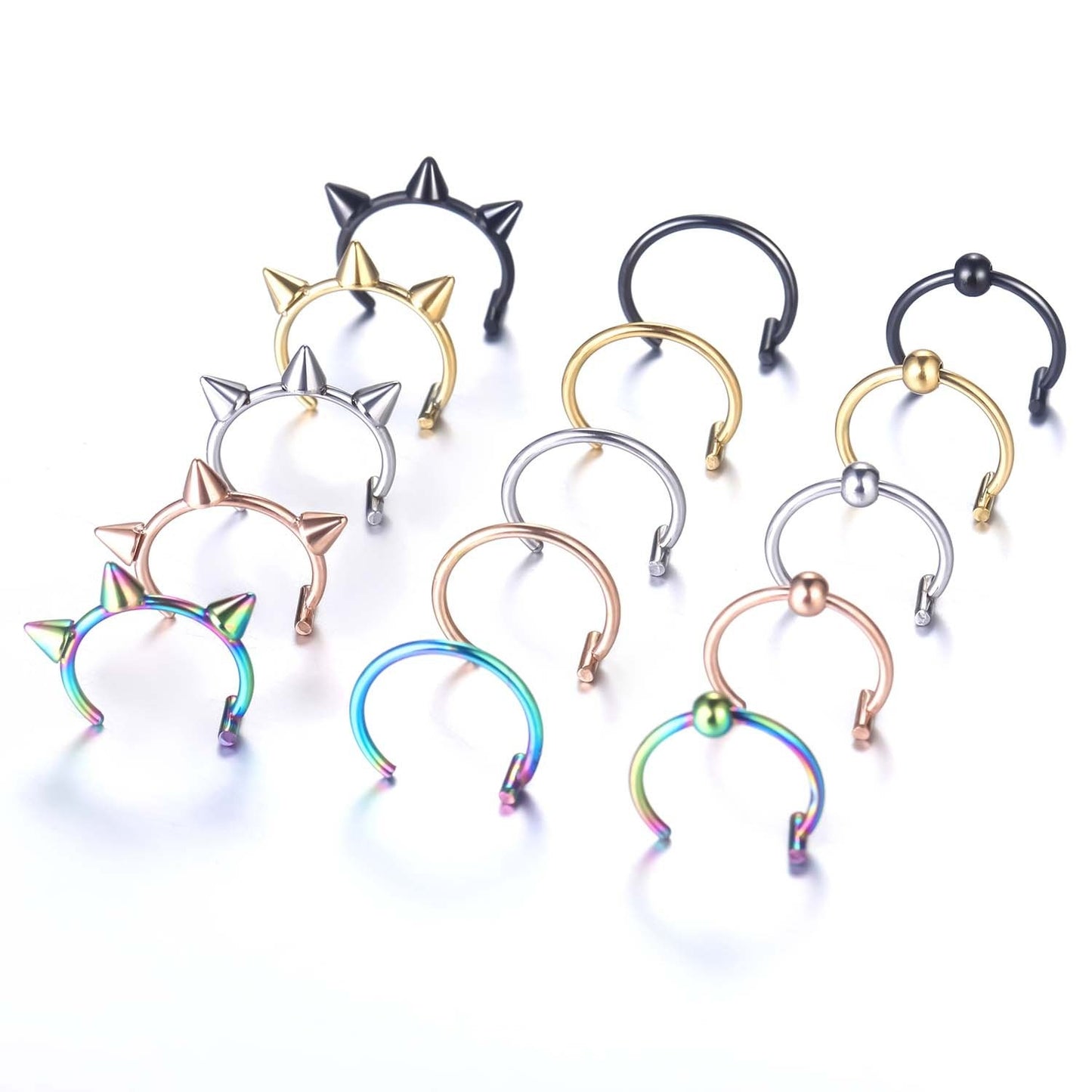 C Shape Stainless Steel Lip Studs and C-Type Lip Rings - Hip Hop Piercing Jewelry