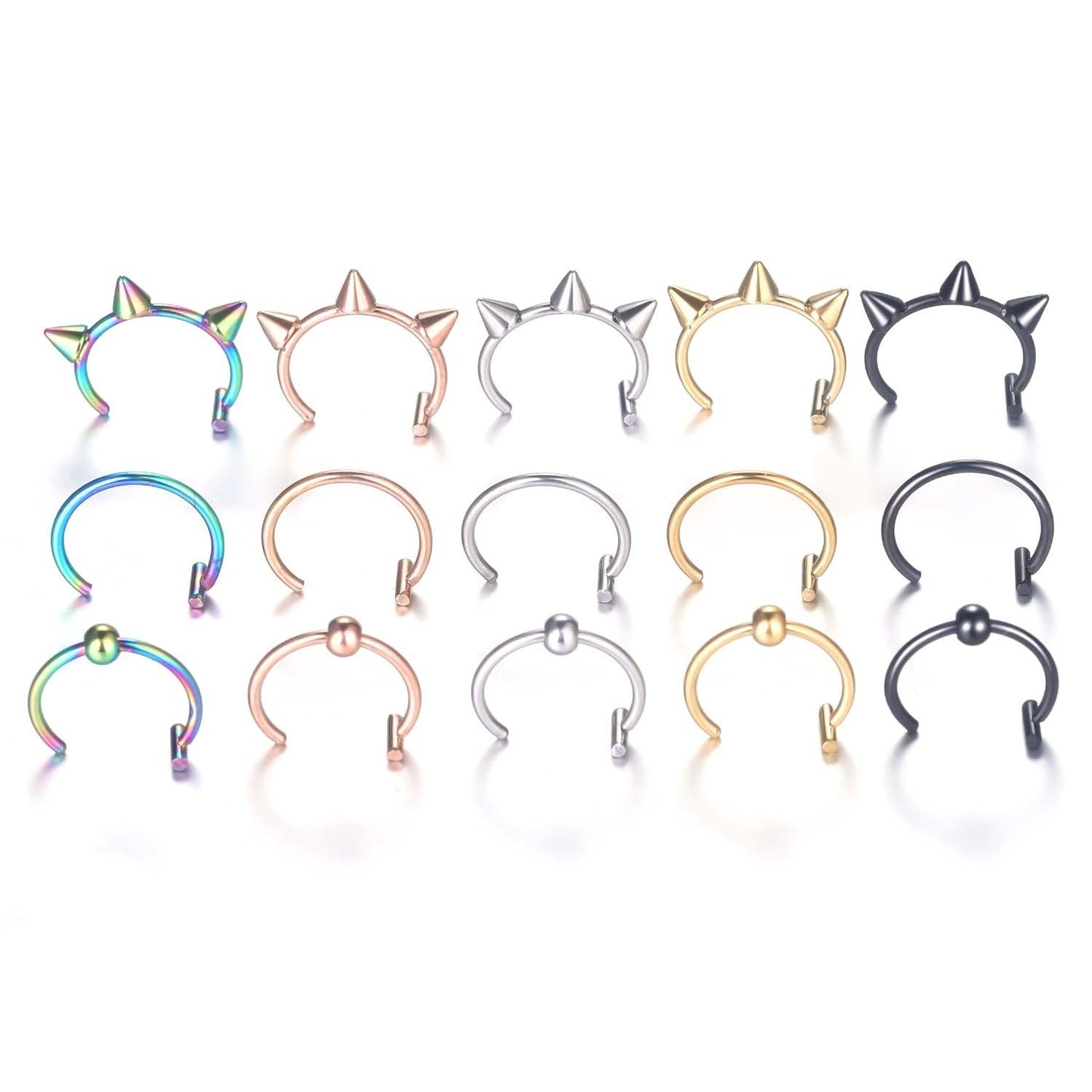 C Shape Stainless Steel Lip Studs and C-Type Lip Rings - Hip Hop Piercing Jewelry