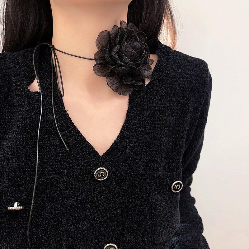 Streetwear Floral Ribbon Choker Necklace for Women