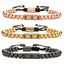 Geometric Crown Copper & Black Zircon Men's Bracelet with Gold Steel Beads