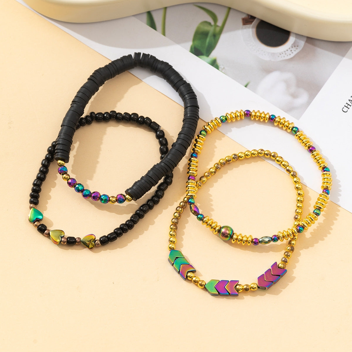 Geometric Soft Clay Laser Beads Fashion Bracelet