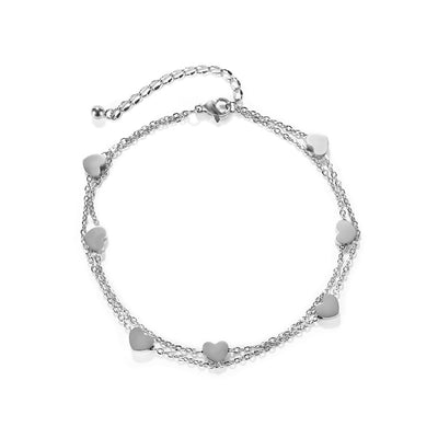 Geometric Titanium Steel Heart Anklet for Women - Minimalist Fashion Jewelry