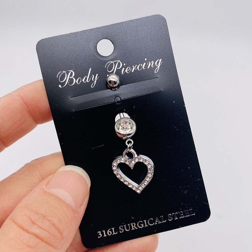 Streetwear Heart Butterfly Stainless Steel Belly Ring Pendant