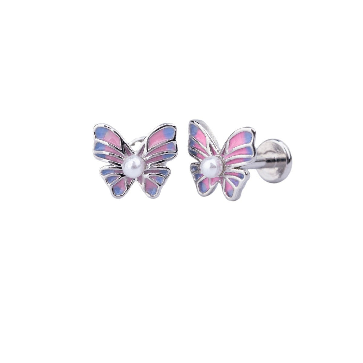 Heart Shape Snake & Butterfly Zircon Titanium Steel Lip and Ear Stud