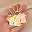 Stainless Steel House Pendant Keychain with 18K Gold Plating