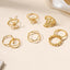 Butterfly Leaf Alloy Ring Set - 18K Gold Floral Stackable Rings for Women (8 Pieces)