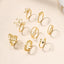 Butterfly Leaf Alloy Ring Set - 18K Gold Floral Stackable Rings for Women (8 Pieces)