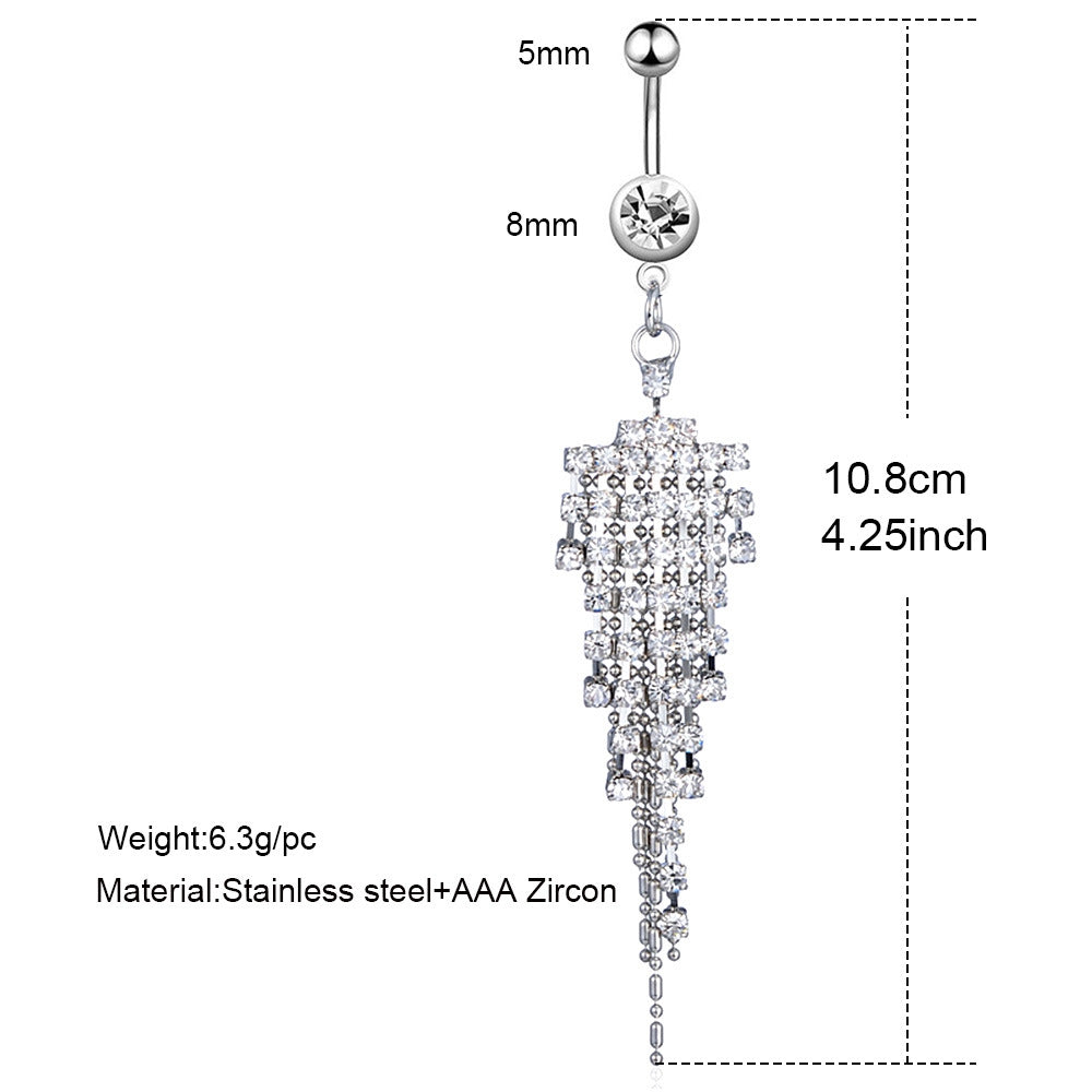 Streetwear Owl & Butterfly Zircon Inlay Stainless Steel Belly Ring