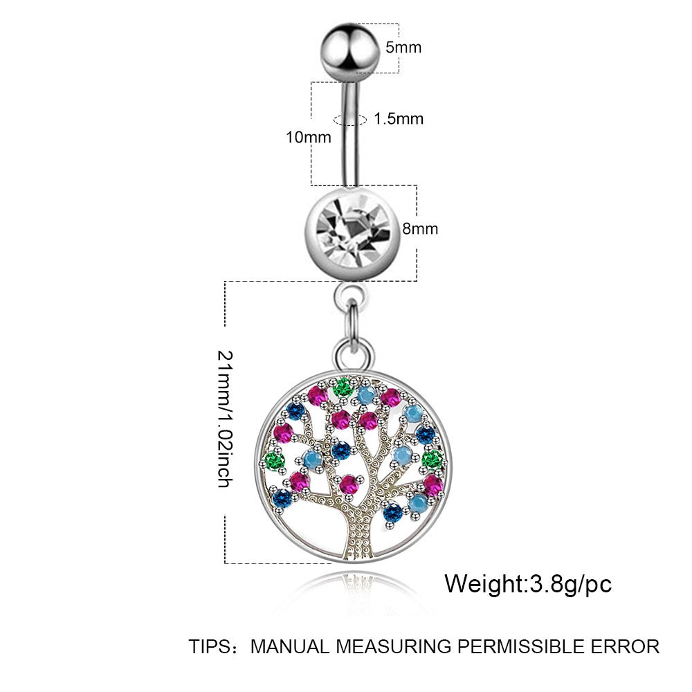 Streetwear Owl & Butterfly Zircon Inlay Stainless Steel Belly Ring