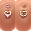 Streetwear Heart Shape Zircon Inlay White Gold Plated Belly Ring