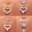 Streetwear Heart Shape Zircon Inlay White Gold Plated Belly Ring